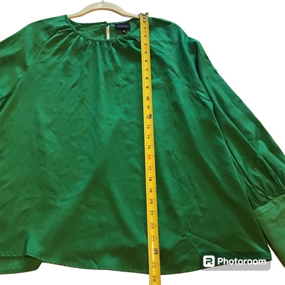 NWT XXL Who What Wear Long Sleeve Green Balloon Sleeve Top Blouse Keyhole Back - Picture 4 of 10